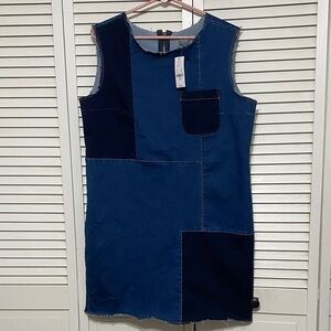 Soho Yacht Club Club Patchwork Denim Dress Size L NWT